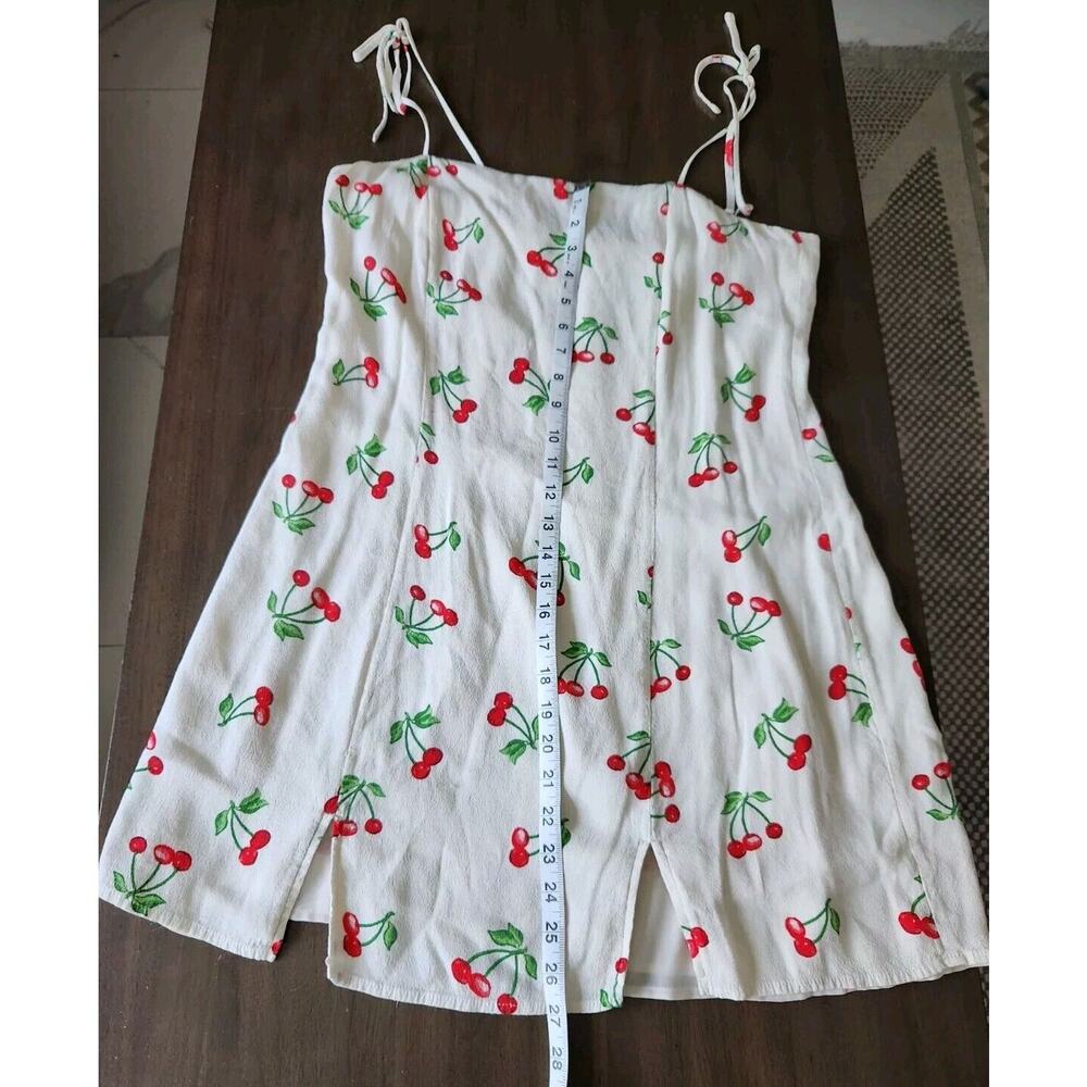 Privacy Please Revolve Grover Mini Dress Tie Shoulders White With Cherries L - Picture 5 of 7